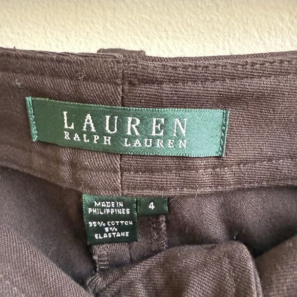 Ralph Lauren Slim Fit Midrise Brown Stretch Pants Size 4 - Picture 4 of 5